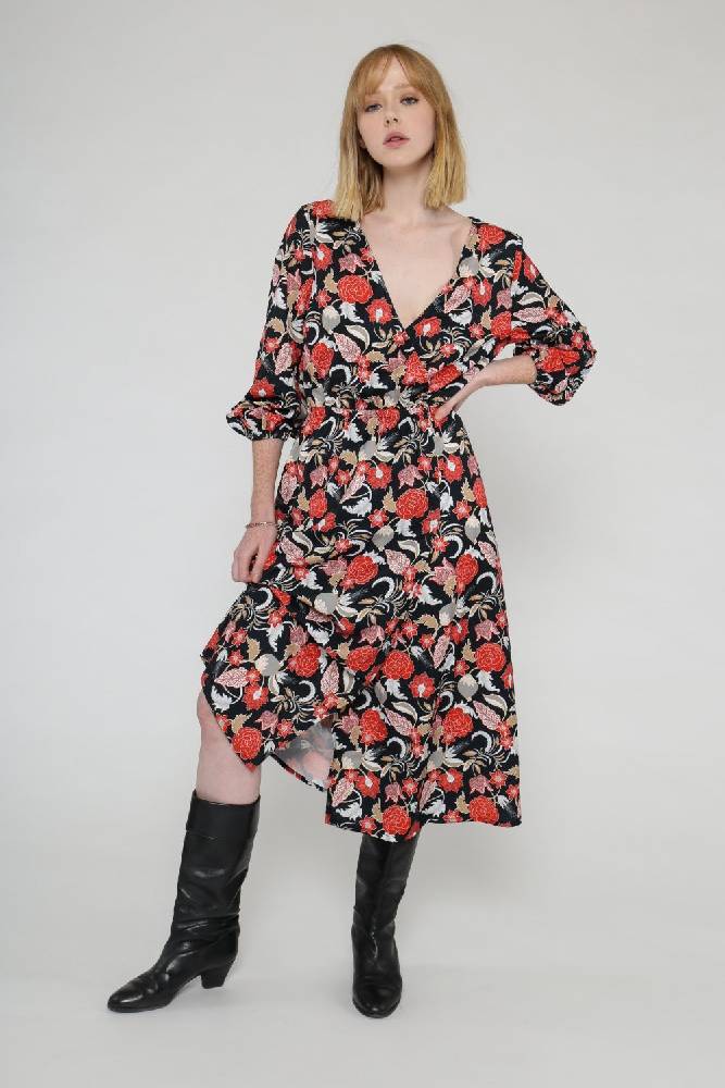 Iriomote sustainable wrap dress in allover floral print - VILDNIS – Eco  Fashion Labels